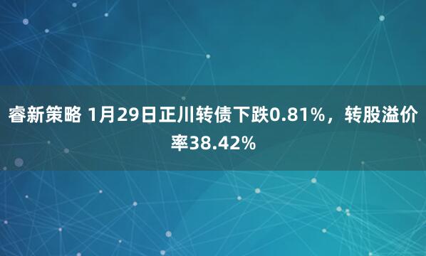 睿新策略 1月29日正川转债下跌0.81%,转股溢价率38.42%